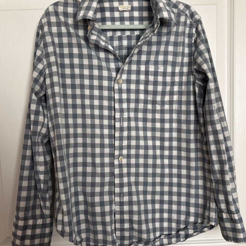 Crewcuts Gray and White Gingham Button-Down Shirt